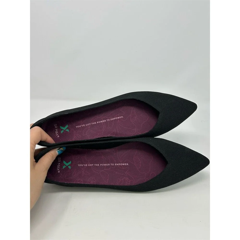 SR Max Albright Women's Slip Resistant Slip-On Flats Black Pointed Toe Size 11